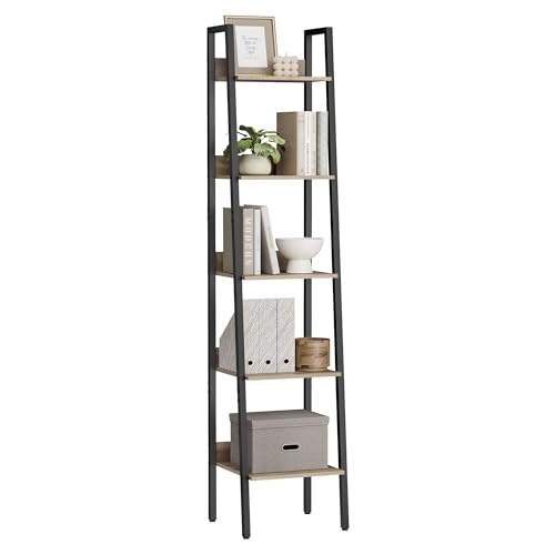 VASAGLE Ladder Shelf, 5-Tier Narrow Bookshelf, Modern basic