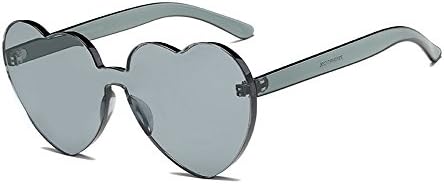Heart Shape Rimless Sunglasses One Piece Transparent Glasses Fashion Candy Shades