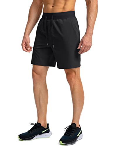 Soothfeel Men's Running Shorts with Zipper Pockets 9"/ 7"/ 5" Quick Dry Eight Basketball Gym Workout Athletic Shorts