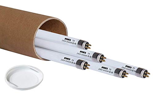 iPower 2FT 22.2IN 24W T5 Fluorescent High Output HO Cool Blue Grow Light Bulbs 5 PACK 6400K