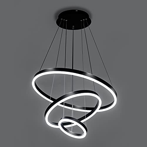 Viruhaka Dimmable LED Pendant Light Dining Room 86W Black LED Modern