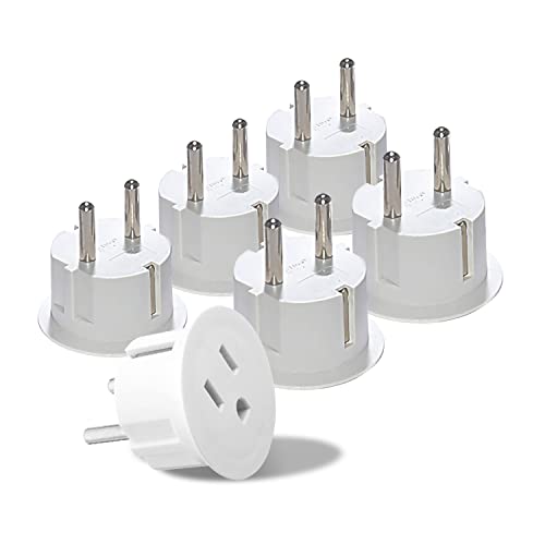OREI Pack 6 European Travel Plug Adapter USA, Canada, Mexico to
