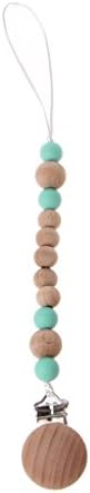 Kimnny Pacifier Chain, Baby Dummy Chain Silicone Wood Pacifier Clips Dummy Clipborn Teether Toy Pink