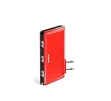 VogDUO Charger Pro, 3 Port USB Travel Wall Charger, 30W 5V/6A, Slim Design, Foldable Plug, Multi-Port Power Adapter for Apple iPhone Xs Max 8 Plus, iPad, Android Samsung Note 10 Galaxy Fold, Red