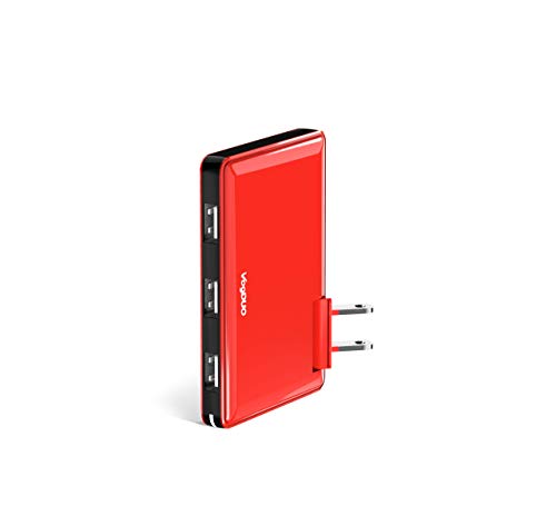 VogDUO Charger Pro, 3 Port USB Travel Wall Charger, 30W 5V/6A, Slim Design, Foldable Plug, Multi-Port Power Adapter for Apple iPhone Xs Max 8 Plus, iPad, Android Samsung Note 10 Galaxy Fold, Red