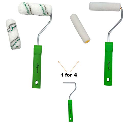 Magimate Paint Roller Kit 9 Inch 4 Inch Roller Set with Frames, Cover Refills, Angled Brush, Paint Stick, Masking Tape and a Durable Paint Tray for Professional and DIY Indoor and Outdoor Painting