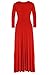 POSESHE Women's Solid V-Neck 3/4 Sleeve Plus Size Evening Party Maxi Dress Red XXL