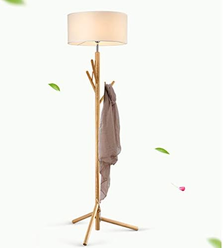 LIN HE SHOP Floor Lamp with Coat Rack Wood Art Landing Light 175&45cm for Living Room,Bedroom,Hotel,Study Room