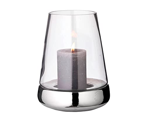 EDZARD Hurricane Candle Holder Bora (H 28 cm, Ø 18 cm), Nickel-Plated