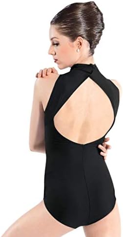 Black Leotard for Girls Ballet Dance Bodysuit Yoga Women Turtleneck Neck Sleeveless Back for Class Performance