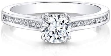 Addamas Solid White Gold Rings for Women Engagement (All Size Available) 0.70 Carat Round Cut Diamonds Unique Ring