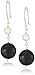 Amazon Collection Black Onyx Bead and White Potato Freshwater Cultured Pearl Accent on Sterling Silver Drop Earrings