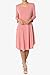 TheMogan Women's Casual Long Sleeve Boat Neck Knee Length Pocket A-Line Swing T-Shirt Dress