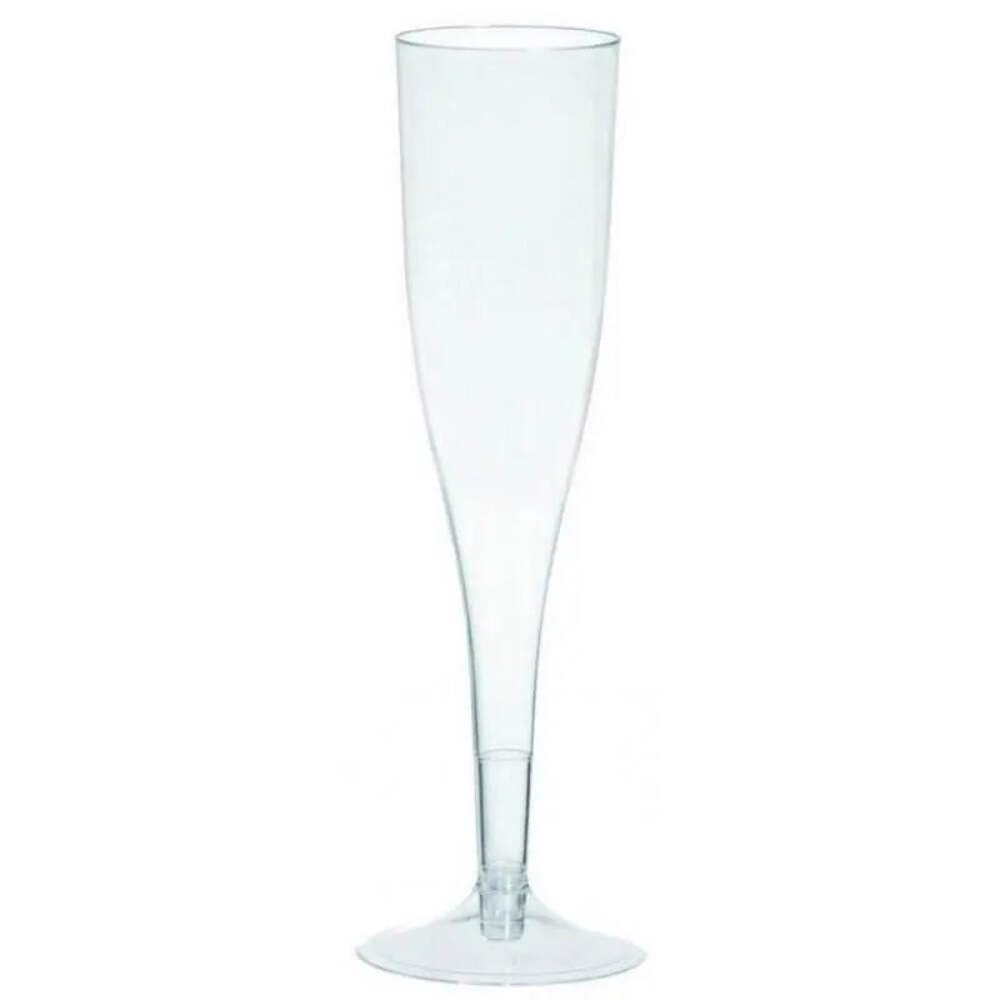 Clear Plastic Dispoable Champagne Flutes 162ml - 20 Pack