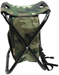 Foldable camping chair with cooler bag Portable fishing folding stool with durable fabric bag Multiple pockets backpack bag