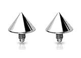 2pcs 4mm Spike Dermal Top Grade 23 Titanium Internally Threaded 14G