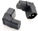 Power Adapter IEC 320 C14 to C13,Golbalma Up 90 Angle PDU UPS Plug/Socket 2 Pack 3 Pin Power Extension Adapter Receptacle for Wall Mount LCD LED TV
