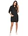 IN'VOLAND Women's Long Sleeve Hooded Loose Casual Pullover Hoodie Dress Tunic Sweatshirt Dress with Pockets Black