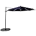 FLAME&SHADE 10' Solar Cantilever Umbrella, Outdoor Offset Hanging Umbrella, LED lights, Cross Base, 360° Rotation, Infinite Tilting, Navy Blue