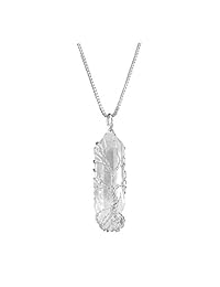 Top Plaza - Collar de cristal curativo natural con forma de árbol de la vida, envuelto en alambre de cuarzo transparente, para mujer