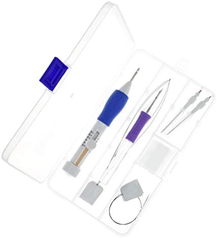 Pudincoco ABS Plastic Magic Embroidery Pen Punch Needles Set 1.3mm 1.6mm 2.2mm Needles Sewing Accessories with Storage Box