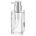 mDesign Square Glass Refillable Liquid Soap Dispenser Pump Bottle for Bathroom Vanity Countertop, Kitchen Sink - Holds Hand Soap, Dish Soap, Hand Sanitizer, Essential Oils - 2 Pack - Clear/Chrome