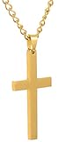 Areke Simple Cross Necklace for Men Women - Stainless Steel Pendant Necklaces Chain 22 24 inch Color Gold