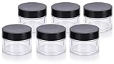 Clear Thick Wall Acrylic Travel Refillable Jar - .50 oz (6 pack) + Travel Bag
