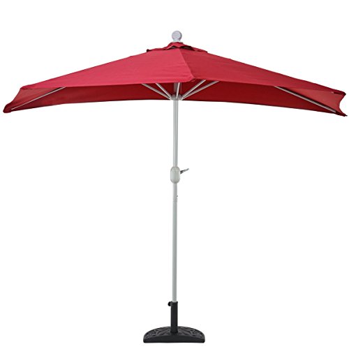 Mendler Sonnenschirm halbrund Parla, Halbschirm Balkonschirm, UV 50+ Polyester/Stahl 3kg - 270cm bordeaux mit Ständer – Bild 4