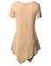 TWINTH Womens Short Sleeve V-neck Handkerchief Hem Loose Fit Long Tunic Top with Plus Size