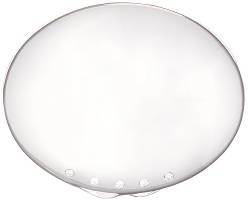 Silver Plated Oval Compact Mirror With Crystals