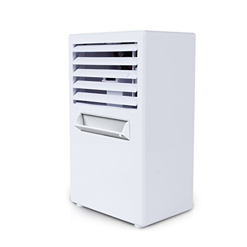 JM-capricorns Mini Portable Air Conditioner Fan,Portable Misting Desktop Table Desk Cooling Fan Evaporative Air Circulator Cooler Humidifier Bladeless Quiet for Office, Dorm, Upgrade Version White