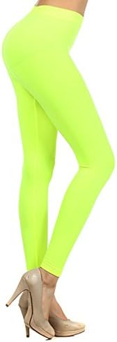 Neon Colored Seamless Full Length Leggings Stretchy Pants Athletic Tights (YELLOW)