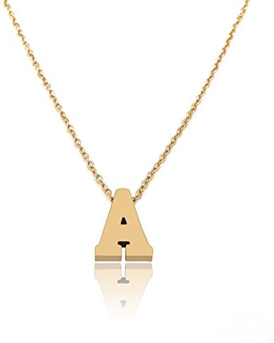 LANG XUAN His & Hers A-Z Letter Pendant Necklace Gold Minimalist Choker Jewelry for Women Gift