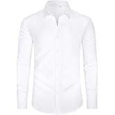 Fumxincg Men's Stretch Wrinkle-Free Dress Shirts | Long Sleeve, Formal, Business Casual, Button Down Slim Fit