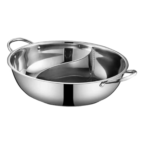 Double Flavor Hotpot Stainless Steel Pot with Divider, Cookware, Cooking Pot Chinese Shabu Shabu Pot for Party Home Family, 38cm