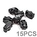 KLOUD City Black Double Holes Plastic Lanyard Cord Locks Stops Sliding Shoelace Lock Replacements (15 Pcs)