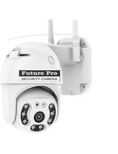 Future Pro Wireless WiFi IP CCTV Security 1080p 12mp Ptz Outdoor Ip66 Waterproof Pan Tilt Speed Dome Home Surveillance Camera with Motion Detection Colour Night Vision with Adapter - White