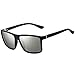 DeBuff Mens Square Polarized Sunglasses Stylish Driving Sun Glasses - TAC, UV400 (Matte Black/Silver)