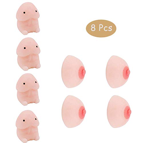 MRCtech Mini Mochi Squishy Toys,Novelty Squeeze Mochi Toy, 8 PCS Super Soft Slow Rising Stress Relief Toy for Birthday Party,Gag Gift(4Pcs Dingding + 4Pcs Mimi Squishies)