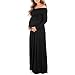 Mother Bee Maternity Off Shoulder Cowl Neck Maternity Dress for Baby Shower or Casual Wear Black