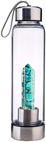Crystal Infused Glass Water Bottle, Crystal Water Bottle, DUJIE Natural Crystal Point Healing Obelisk Wand Elixir Quartz Crystal Water Bottle