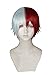 Cfalaicos Silver Red Mixed Todoroki Shouto Cosplay Wig with Free Wig Cap + Hair Accessories