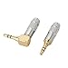 Timibis 2Pcs 3 Pole 3.5mm Barss Stereo Audio Plug Jack Connector Male Headphone Jack Soldering Spring Silver
