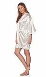 Women's Pure Color Short Kimono Bridesmaids Lingerie Robes