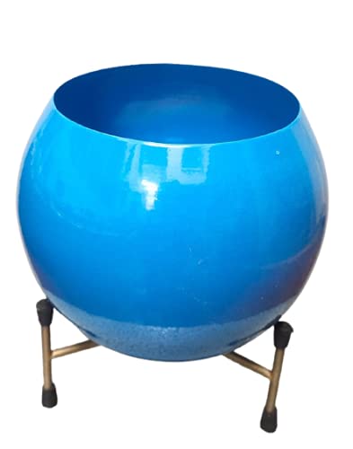 SK Decor Metal Plant Pot with Stand, Blue, 1 Piece
