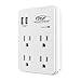 CRST 4-Outlets Wall Tap (900 Joules) Surge Protector Outlet Extender with Dual USB Ports for Home, School and Office - [ETL Listed]