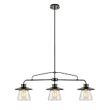 Globe Electric 64845 Nate 3-Light Pendant, Oil Rubbed Bronze, Clear Glass Shades