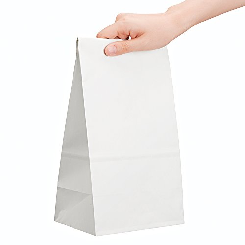 Halulu 50pcs Paper Lunch Bags, Bread Bags,Durable Kraft Paper Bags, Paper Snack Bags, Paper Grocery Bags(6.1x3.9x12, white) - Thumbnail 2