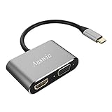 USB C to HDMI VGA Adapter, Answin Type C/Thunderbolt 3 to HDMI VGA Video Adapter for MacBook Pro 2016/2017, Chromebook Pixel, Dell XPS 13/15, Galaxy S8 / S9 Plus and More